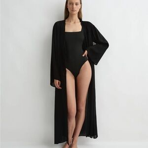 BONDI BORN Cremona Tie-Front Maxi Coverup - Black
